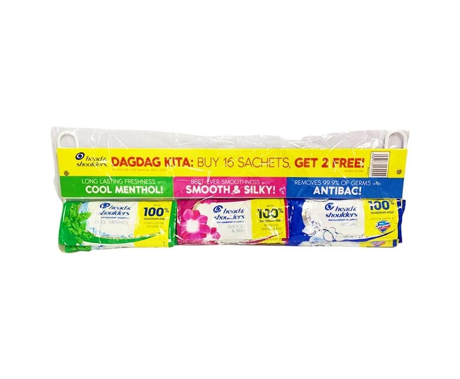 Head & Shoulders Sachets (Cool Menthol, Smooth & Silky, Antibac) (16+2 Sachets)