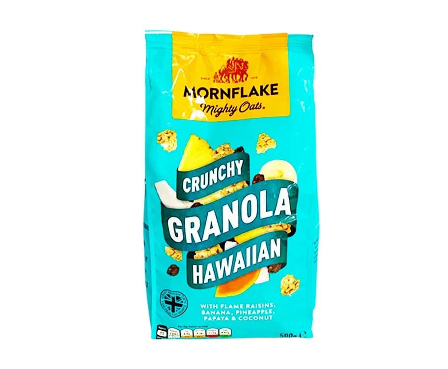 Mornflake Mighty Oats Crunchy Granola Hawaiian with Flame Raisins, Banana, Pineapple, Papaya & Coconut 500g