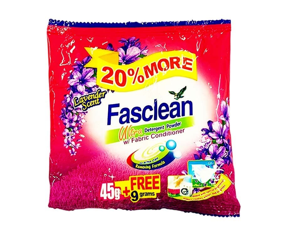 Fasclean Ultra Detergent Powder with Fabric Conditioner Lavender Scent 45g+9g