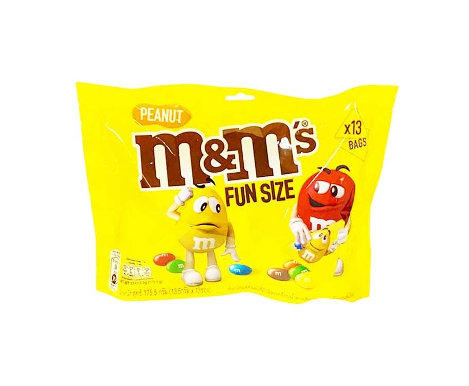 M&M's Peanut Milk Chocolate Coated Fun Size 13 Bags 175.5g