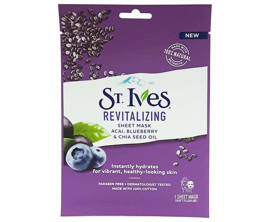 St. Ives Revitalizing Acai, Blueberry & Chia Seed Oil 1 Sheet Mask