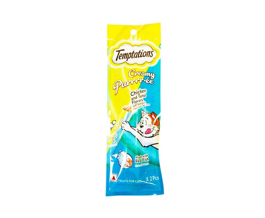 Temptations Creamy Purrrr-ée Chicken and Tuna Flavors (2 Packs x 12g)