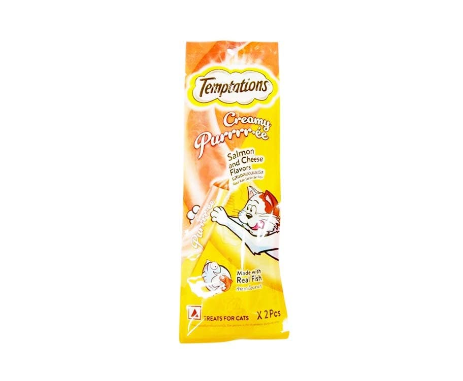 Temptations Creamy Purrrr-ée Salmon and Cheese Flavors (2 Packs x 12g)