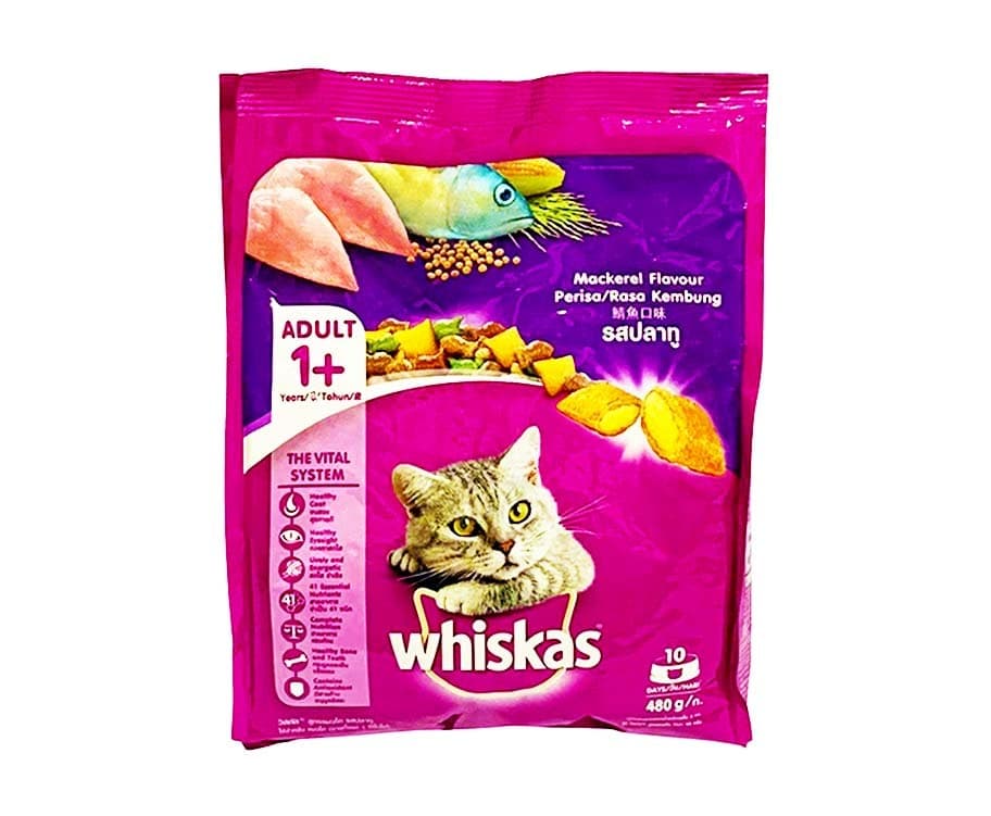 Whiskas Mackerel Flavour Adult 1+ Years 480g