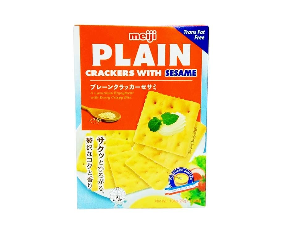 Meiji Plain Crackers with Sesame (4 Packs x 26g) 104g