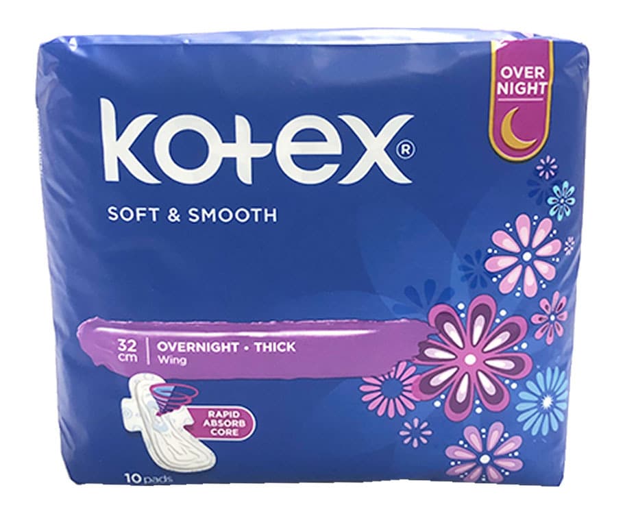 Kotex Soft & Smooth Overnight Thick Wing 10 Pads