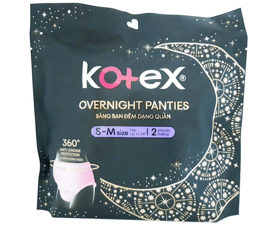 Kotex Overnight Panties S-M Size 2 Pieces