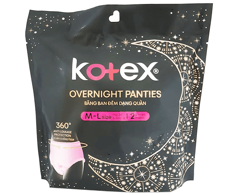 Kotex Overnight Panties M-L Size 2 Pieces