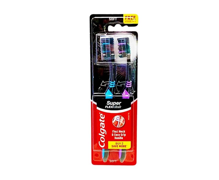 Colgate Super Flexi Black Flexi Neck & Easy Grip Handle Soft Toothbrush 2 Pieces