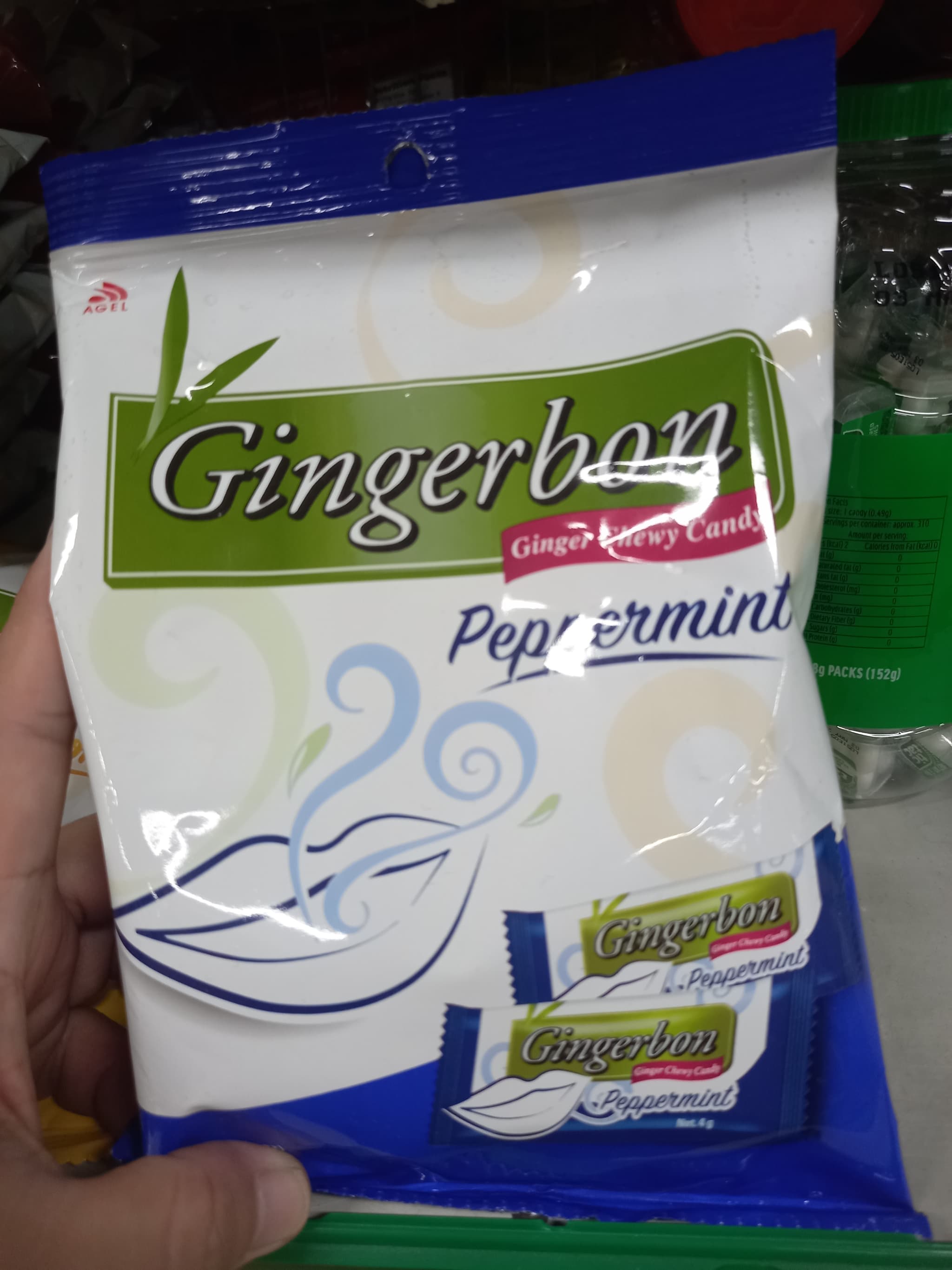 Gingerbon Ginger Chewy Candy Peppermint 125g