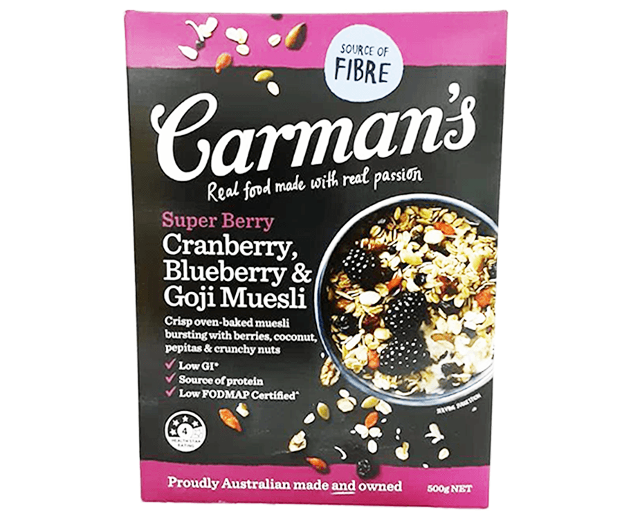 Carman's Super Berry Cranberry, Blueberry & Goji Muesli 500g